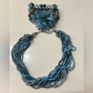 Vintage blue necklace & bracelet